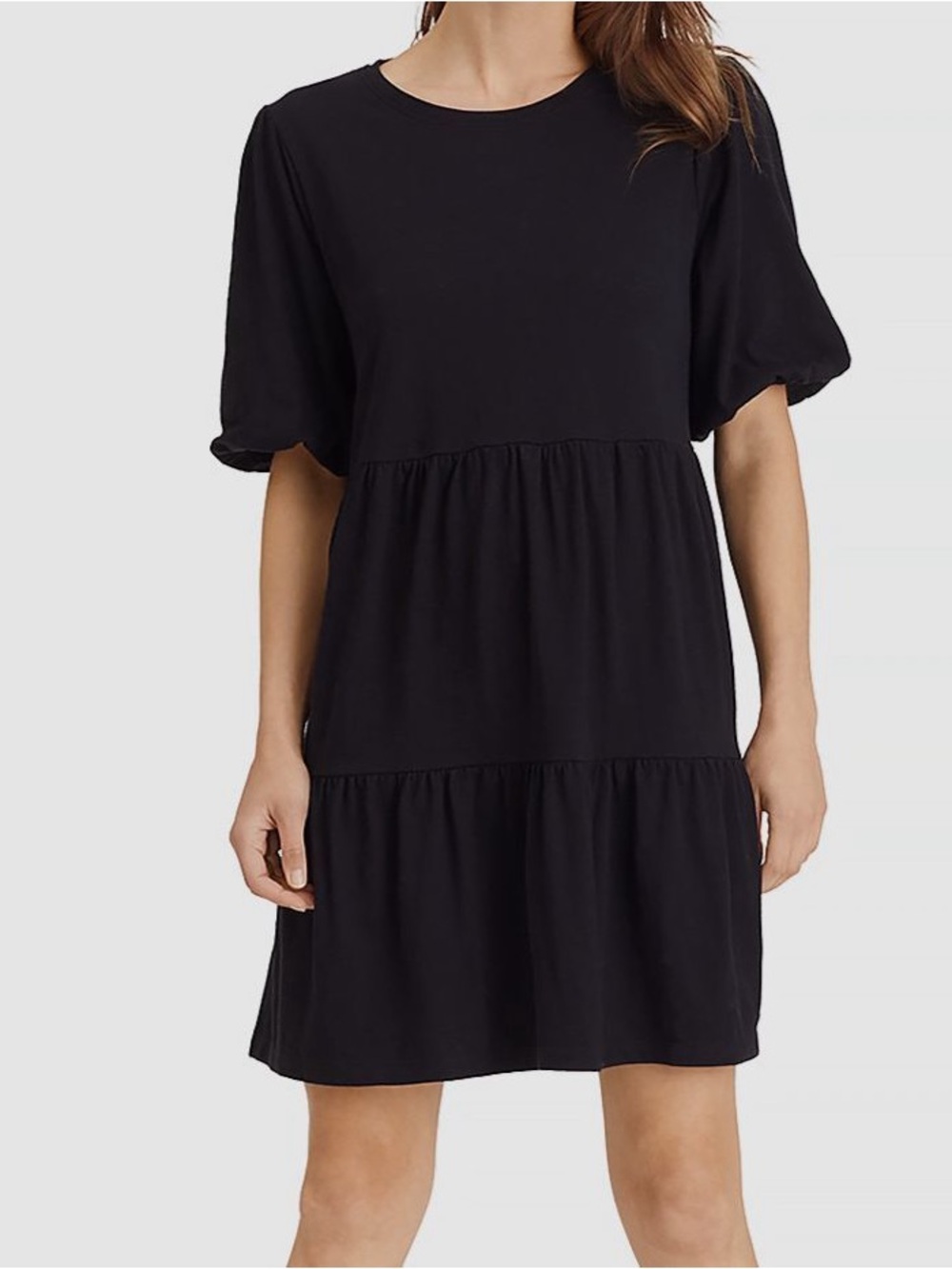 Black Short Sleeve Tiered Jersey Dress - NORDSTROM nicole miller
